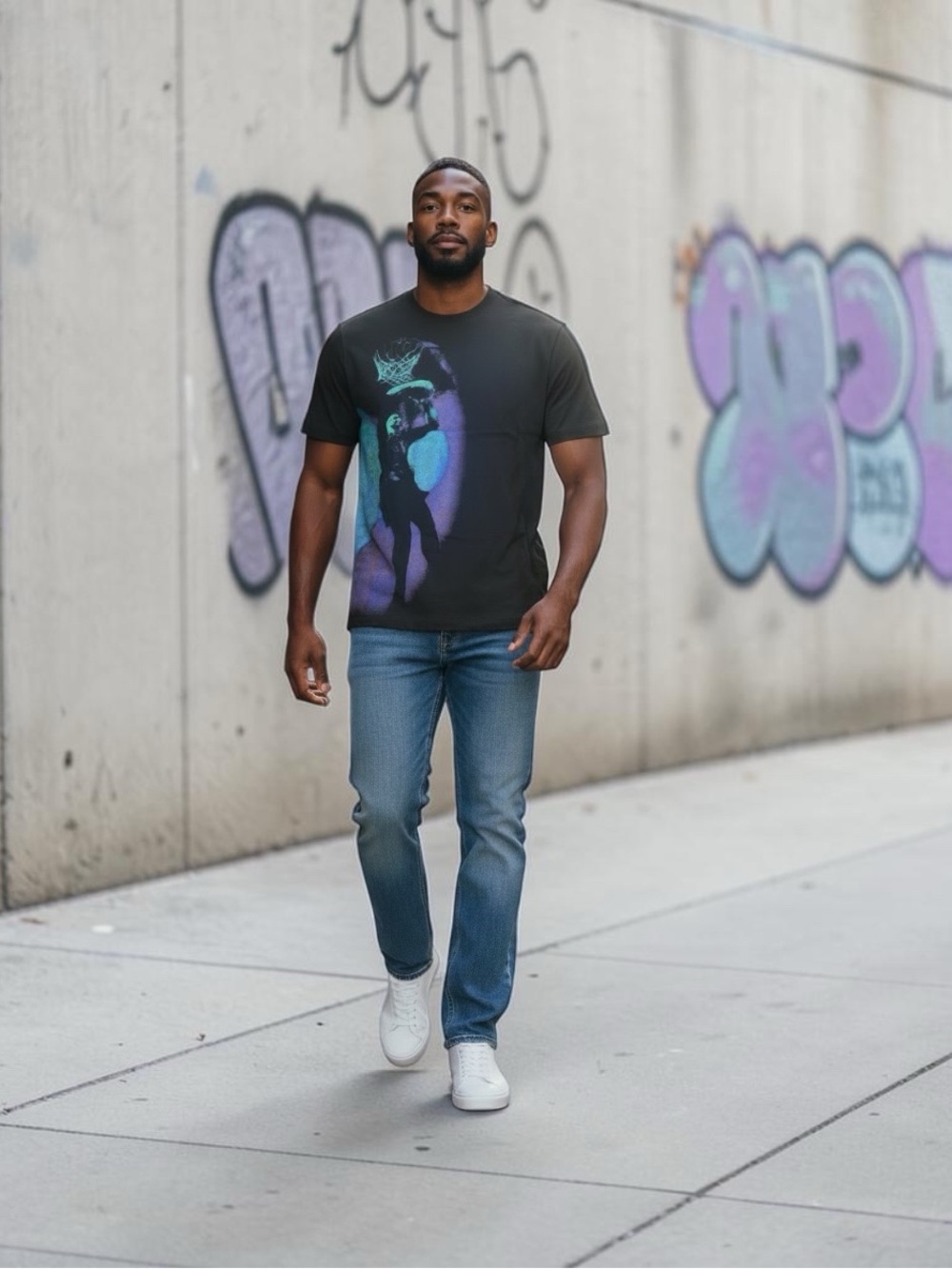 Nike Black Jordan T-Shirt with Purple & Teal Dunk Graphic NWT - Picture 6 of 9